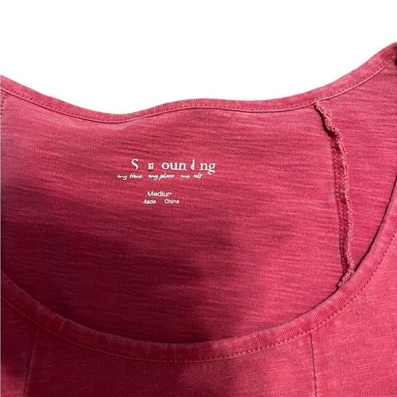 Soft Surroundings red lace bottom 100% cotton long sleeved tunic top - Picture 5 of 7